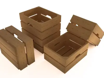 WOODEN CARRY CASE Low-poly 3D model