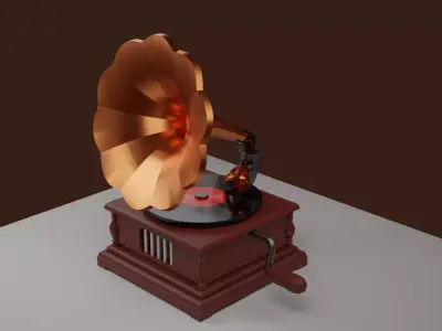 Vintage Gramaphone Realistic Model Low-poly 3D model