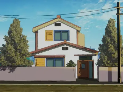 anime house Low-poly 3D model