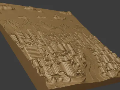 City relief wallart 3D print model