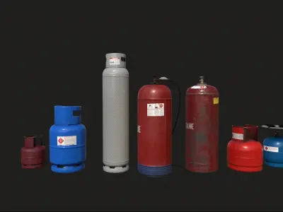 Propane Tanks Set Low-poly 3D model