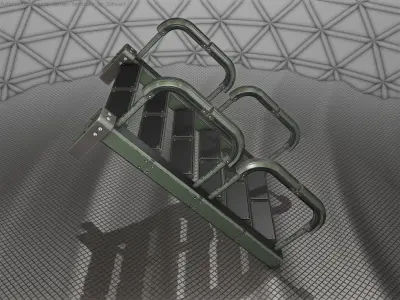 Sci-Fi Stairs - 26 - Green Version Low-poly 3D model