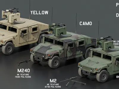 Humvee M1151 CROWS Low-poly 3D model