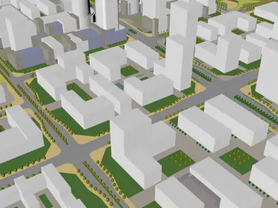 Urban highrise building building ancillary building commercial 3D model 7