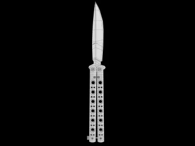 Balisong Butterfly Knife Silver Low-poly 3D model