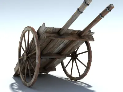 Low Poly Wild West Cart Low-poly 3D model