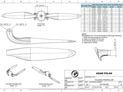 Folding Propeller AP-PR-009 12-6 3D print model