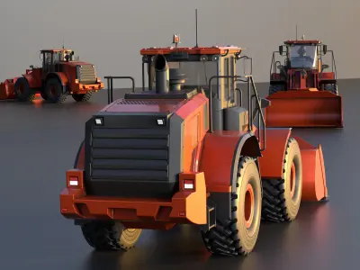 Wheel Loader Atlas Orange Low-poly 3D model