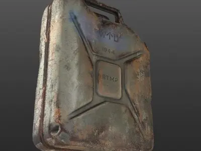 Jerrycan PBR 3d Model - Game Ready old rusty gun Low-poly 3D model
