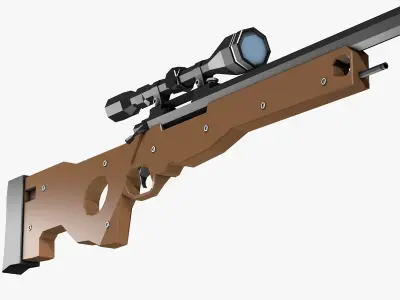 Sniper rifle Low-poly 3D model 7
