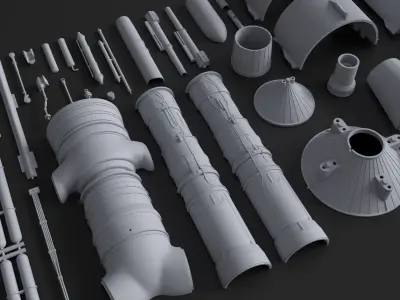 Kitbash Kit - 90 Tubes and Cylinders V1 3D model