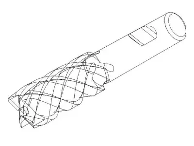 20mm Metric Single End Mill - 4 flutes 3D model
