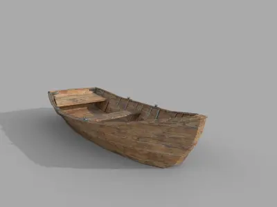 Classic wood Boat Low-poly 3D model