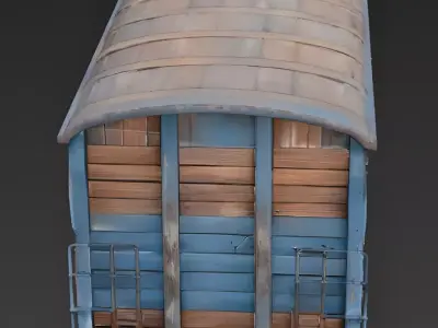 Abandoned Post-Apocalyptic Boxcar 3d model Low-poly 3D model