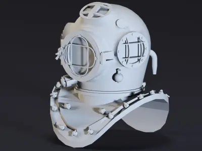 3 Old Diving Helmets- High detail 3d models Low-poly 3D model