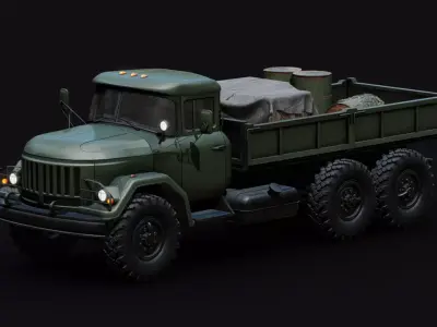 Soviet Army Supply Truck Low-poly 3D model