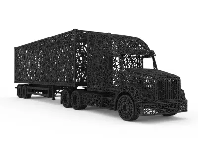 3D Semi Container Truck Cargo Transport Model 3D print model