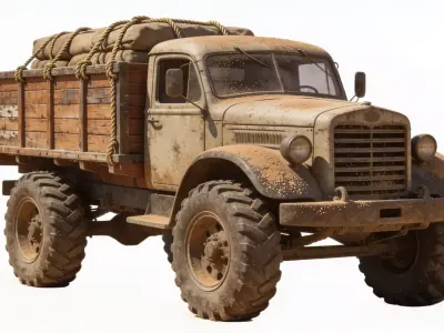 Frontier Desert Transport Truck Low-poly 3D model
