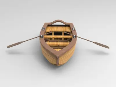 Wood Boat Low-poly 3D model get