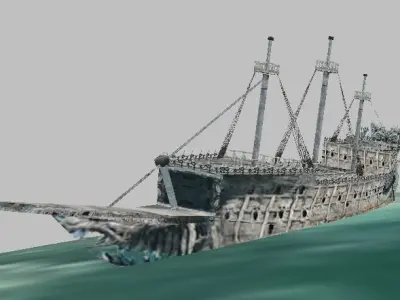 Ghost ship Low-poly 3D model