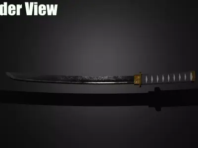 VRChat Katana Stylized Sword Poiyomi Shader Free low-poly 3D model purchase