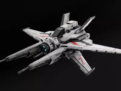 Fighter Spaceship - Game Ready 3D Model Low-poly 3D model
