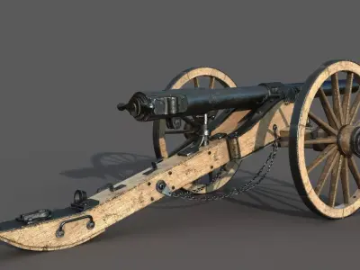 Cannon old Low-poly 3D model by yusifff