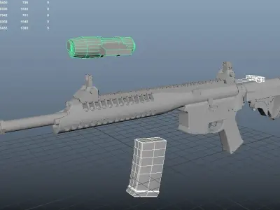 LWRC ica5 gun Low-poly 3D model