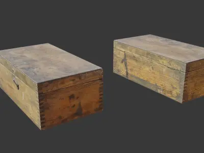 Old Wooden WWII Storage Box Free low-poly 3D model