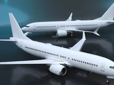 White Boeing 737 MAX 8 Rigged 3D model