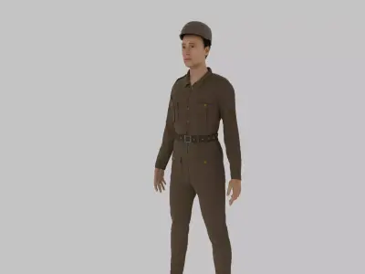 WWII British Soldier Low-poly 3D model