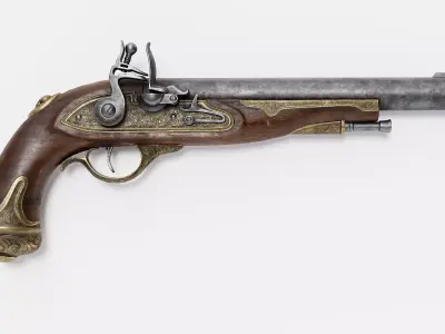 Flintlock Pirate Pistol Low-poly 3D model purchase