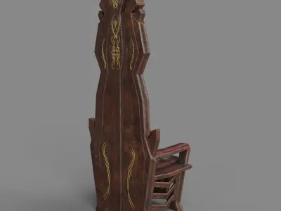 Wooden Throne Low-poly 3D model