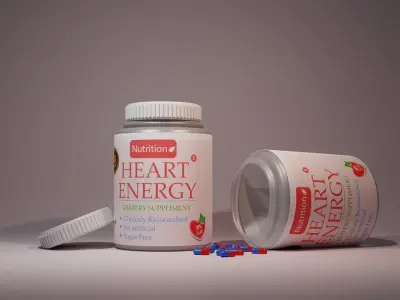 3D cosmetic supplement bottle and label design 3D model