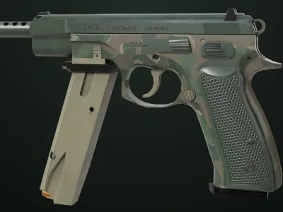 Pistol 09 Military Green Generic All PBR UE Textures Low-poly 3D model