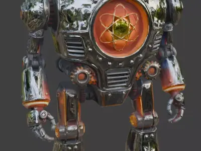 Heavy Duty Atompunk Sentinel Enforcer 3D Model Low-poly 3D model