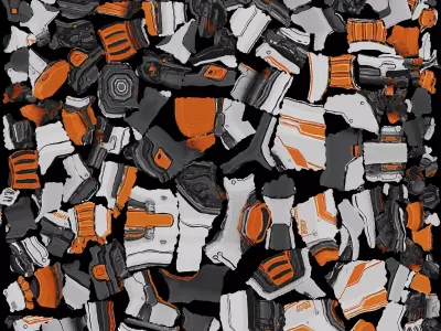 Orange and White Futuristic Gun 3D model