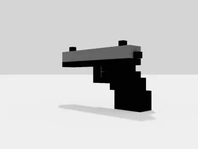 Voxel Pistol Low-poly 3D model