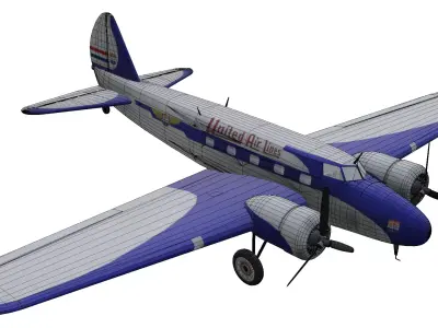 Boeing 247D Low-poly 3D model