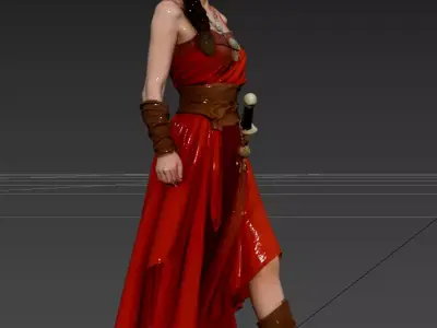 Chinese style - Ethnic costumes - Girl with a knife 3D model