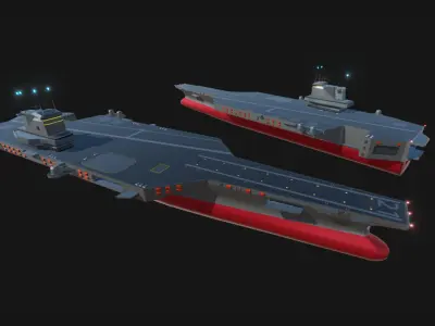 stylized Air Craft carrier Low-poly 3D model