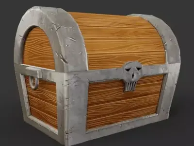 Stylized treasure chest Free low-poly 3D model