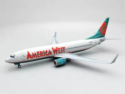 Boeing 737-800 NG Airliner - America West Airlines Low-poly 3D model