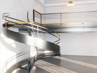 industrial loft and office building blender scene 3D model