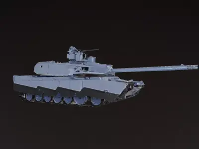 Blue Battle Tank 3D Model Low-poly 3D model