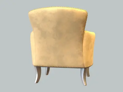 Vintage Chair Gold Velvet Upholstery Nickel Legs 3D model