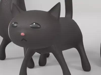 Halloween Black Cat Ornament Set 3Poses Low-poly 3D model