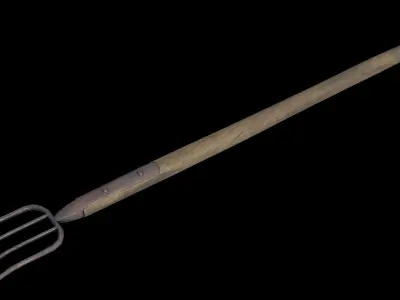 Low Poly Game Ready Pitchfork old fork Free low-poly 3D model