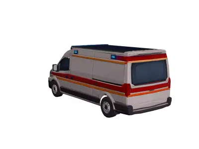 Low Poly Generic Ambulance Vehicle Model PBR Texture Low-poly 3D model