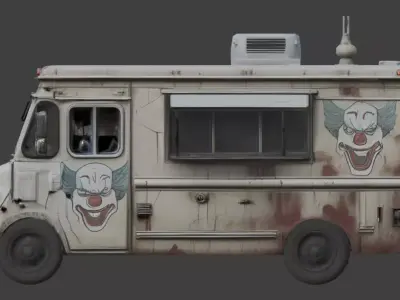 Possessed Clown Ice Cream Truck 3D Model Low-poly 3D model